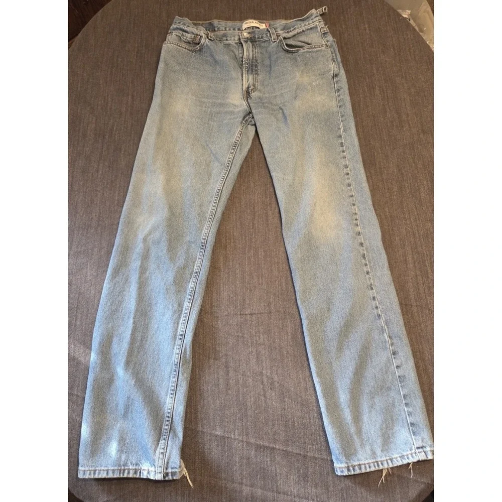 Levi's 505 Regular Fit Jeans Mens 36x36 Light Wash Blue Distressed Vintage 90s